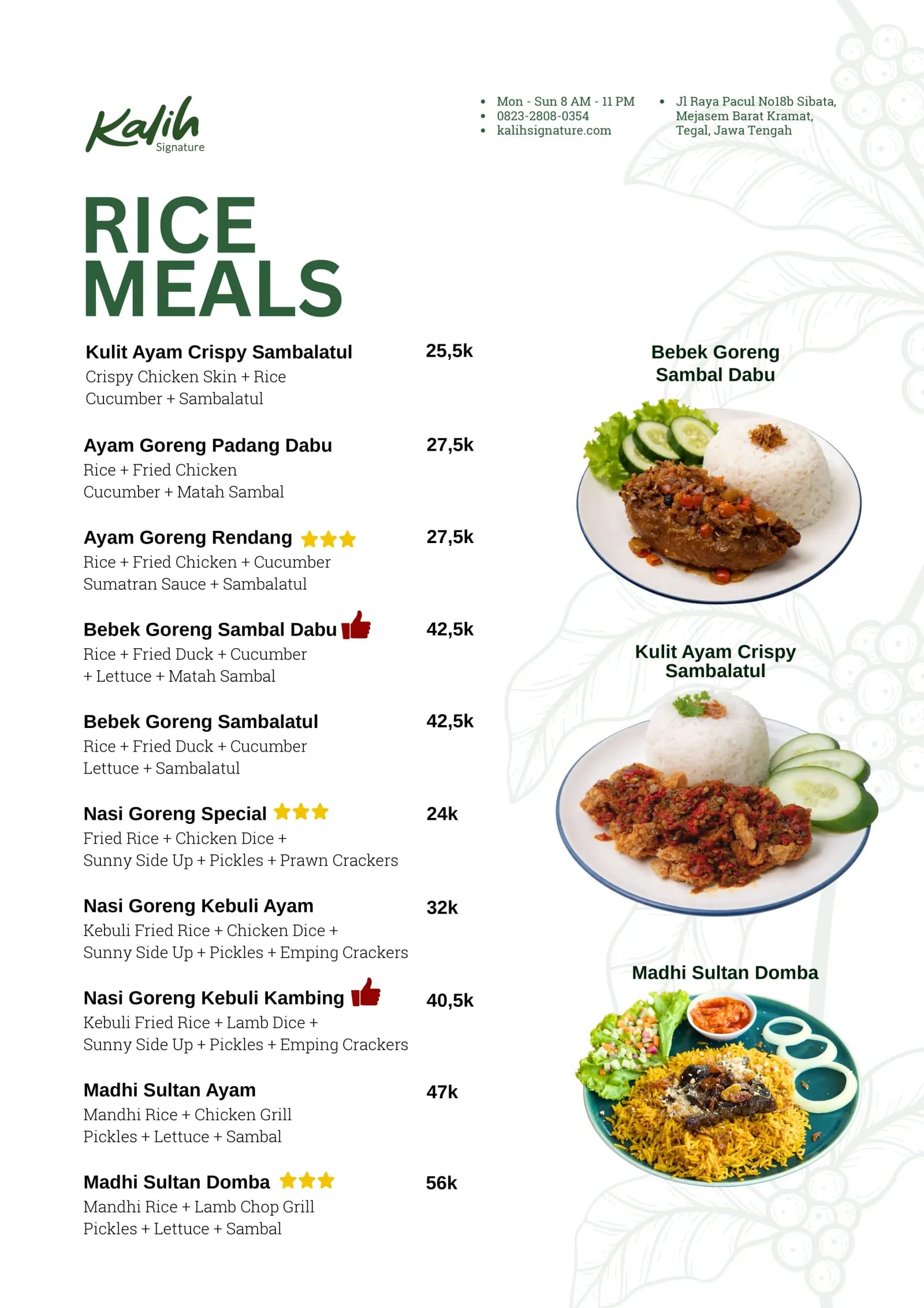 Menu Rice Meals Premium Kalih Signature